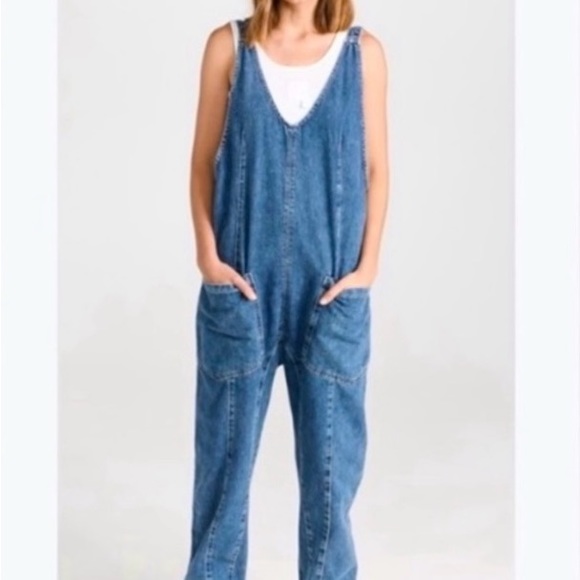 FREE PEOPLE High Roller Denim Jumpsuit Overalls - Picture 6 of 14